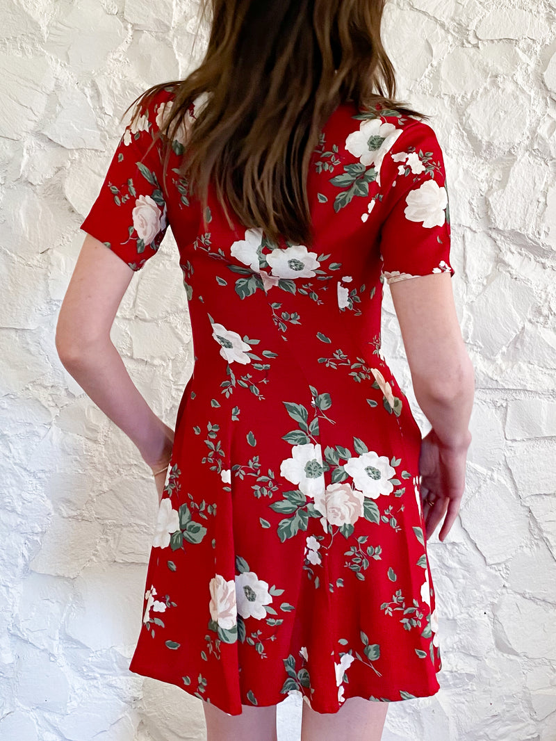 The Flare Dress - Red Floral