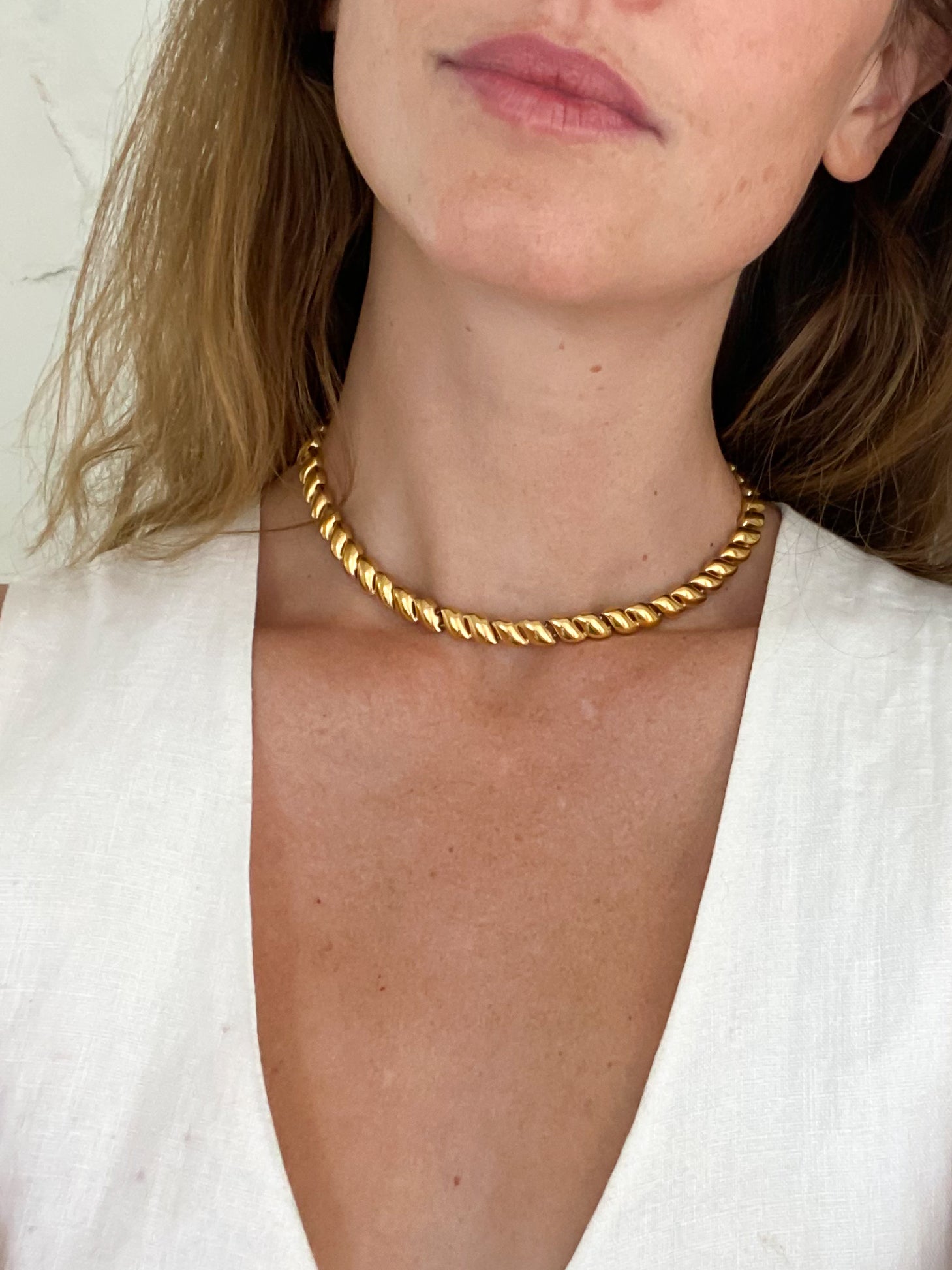 VTG Trifari Necklace Gold Tone White Enamel Signed 1970s | eBay
