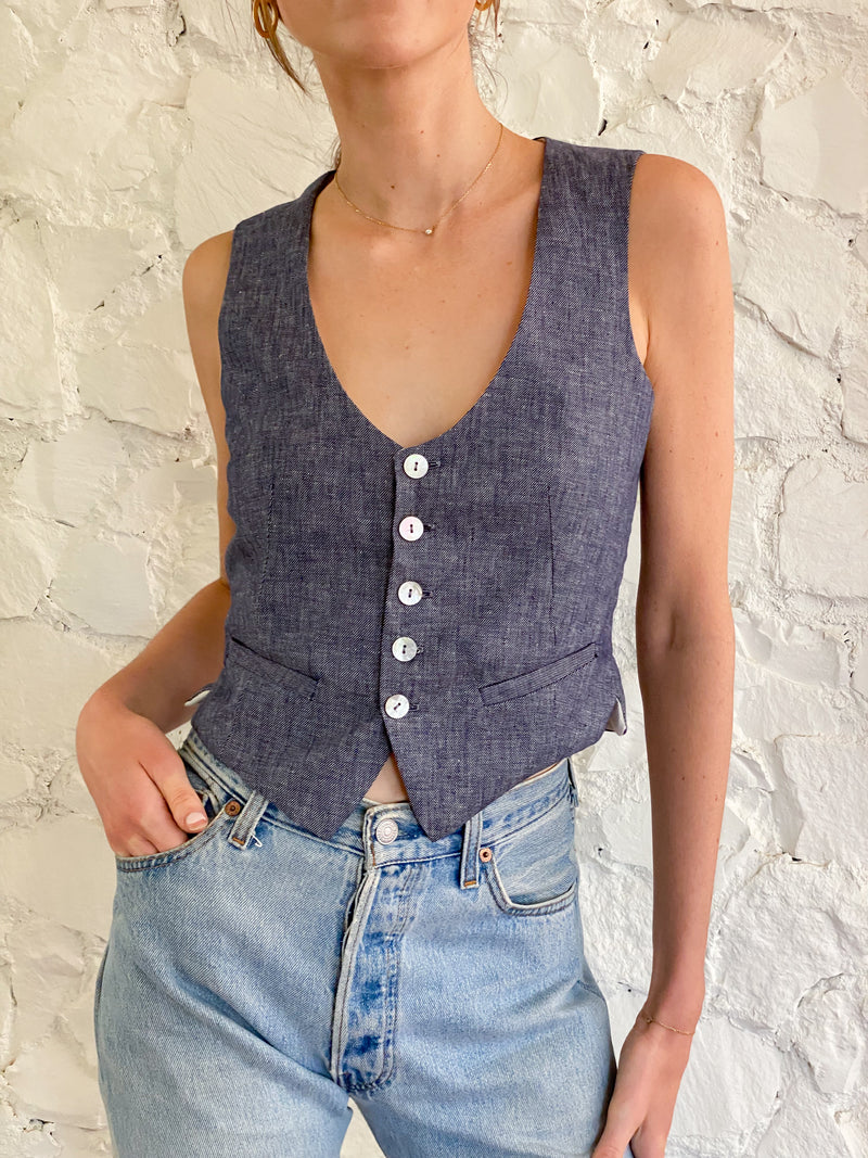 The Vest - Chambray Linen