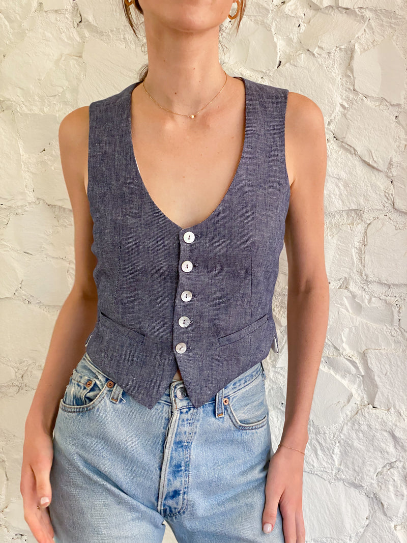 The Vest - Chambray Linen