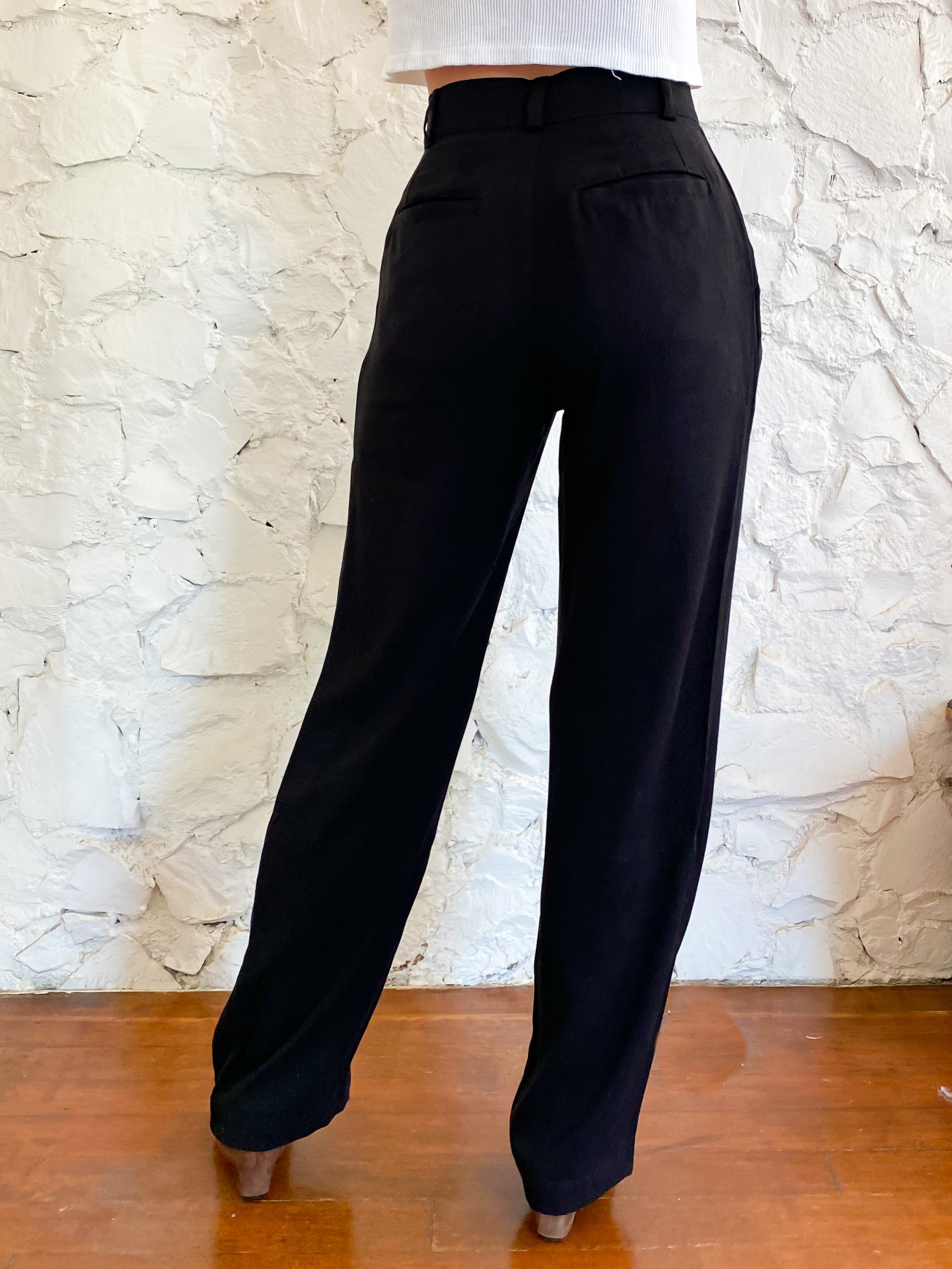 High waisted black dress pants size xs 25” waist, - Depop