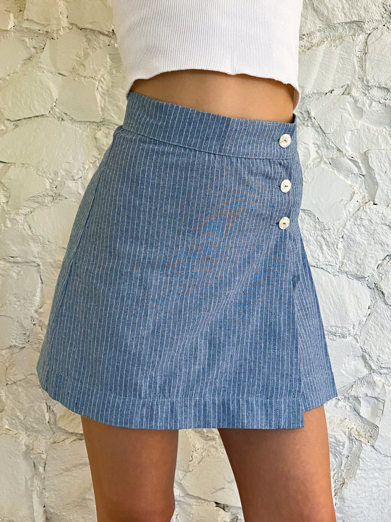 The Skirt - Blue Pinstripe