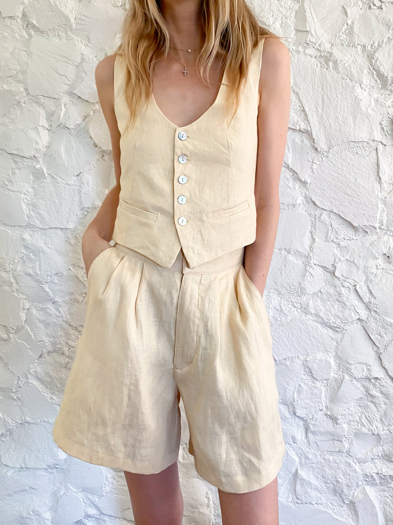The Vest - Sand Linen